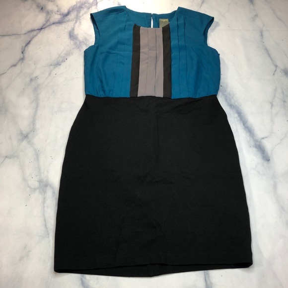 Taylor Teal Blue Black & Grey Short Sleeve Dress - Picture 2 of 7